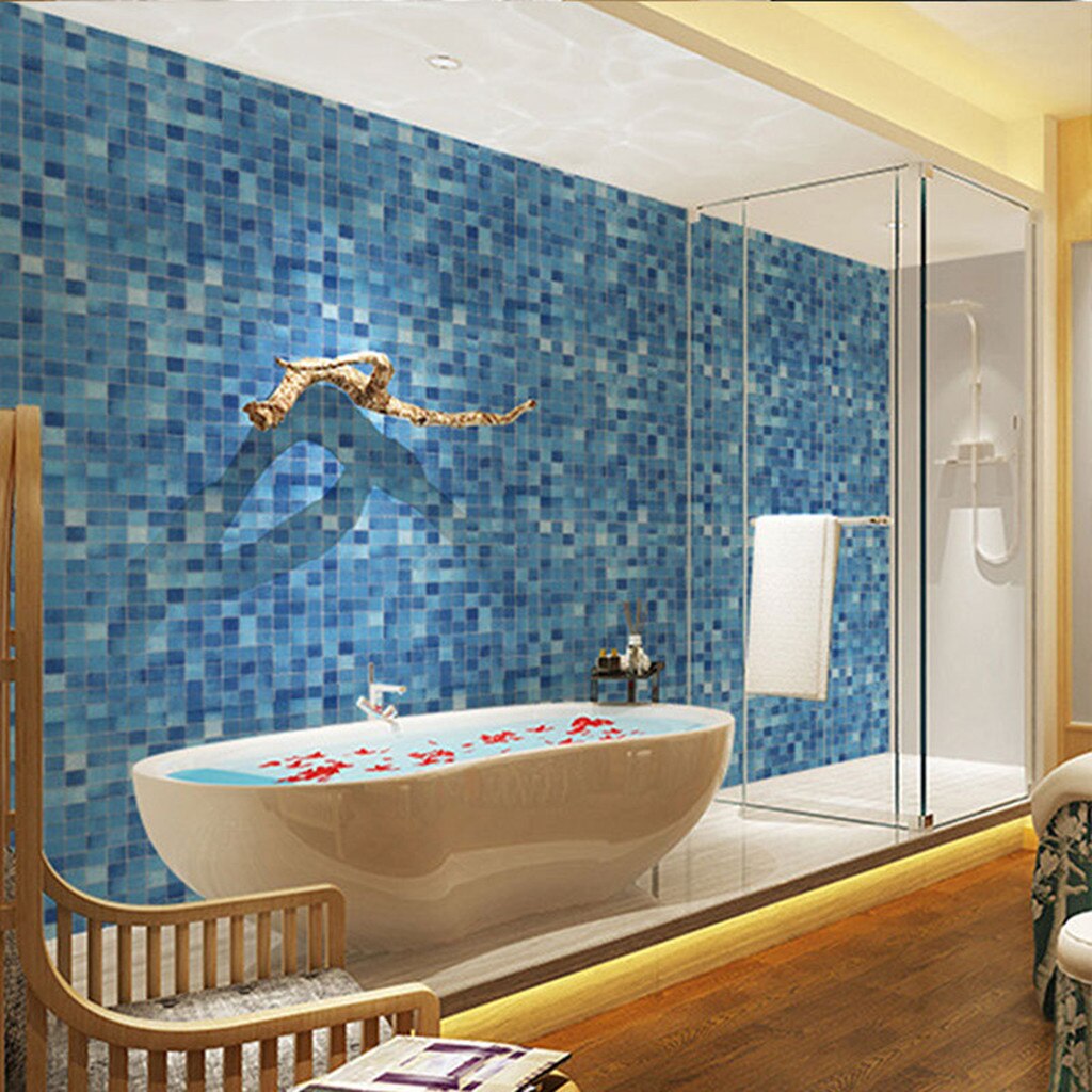 PAPEL TAPIZ ADHERIBLE COSINA AZULEJOS AZUL 2m X 45cm TP55