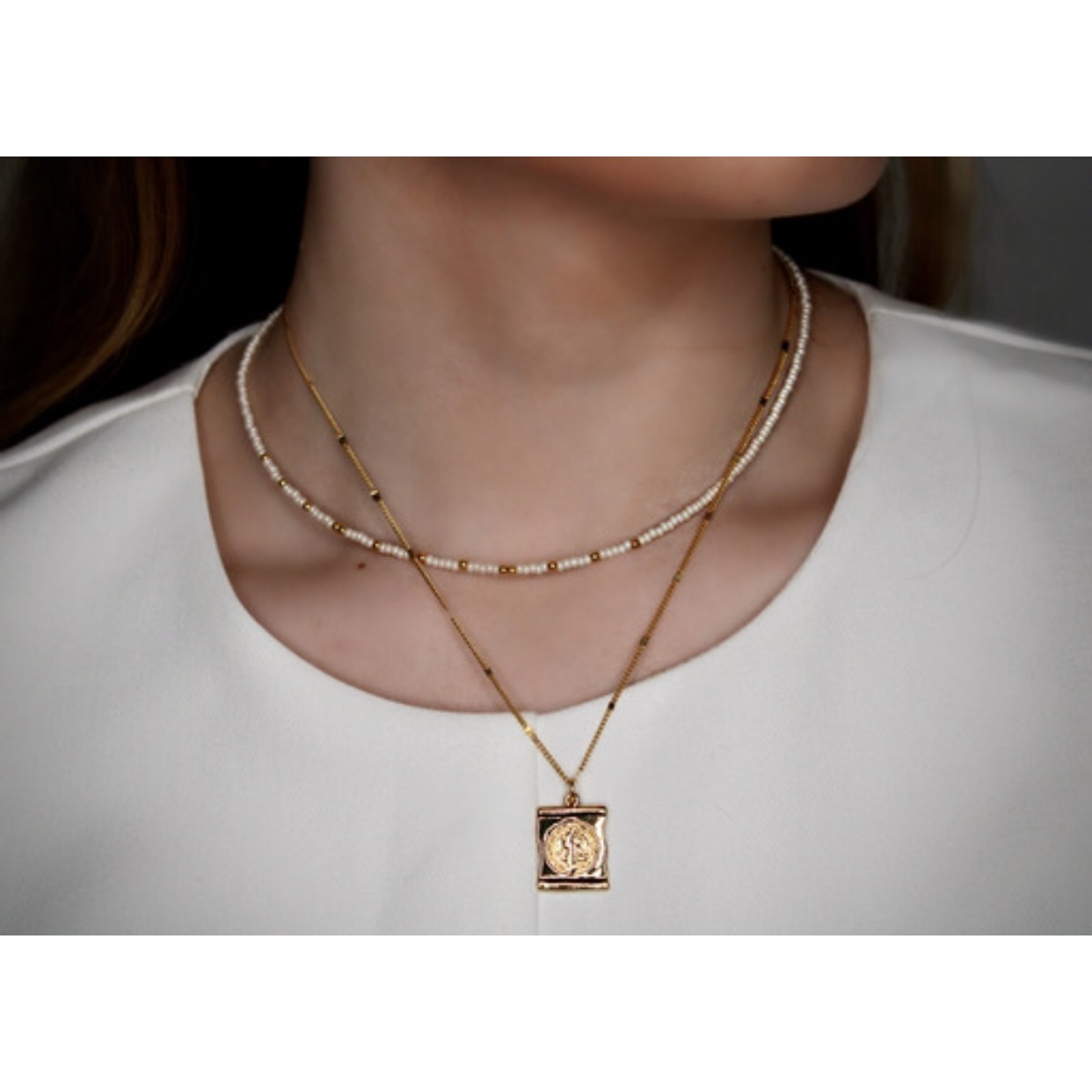 Collar Doble en Chapa de Oro 14k - Mancini Joyas