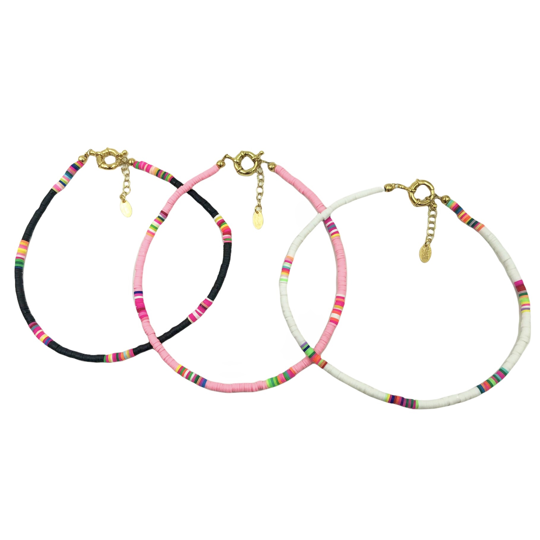 Set de Tres Collares en Chapa de Oro 14k con Pukas - Mancini Joyas