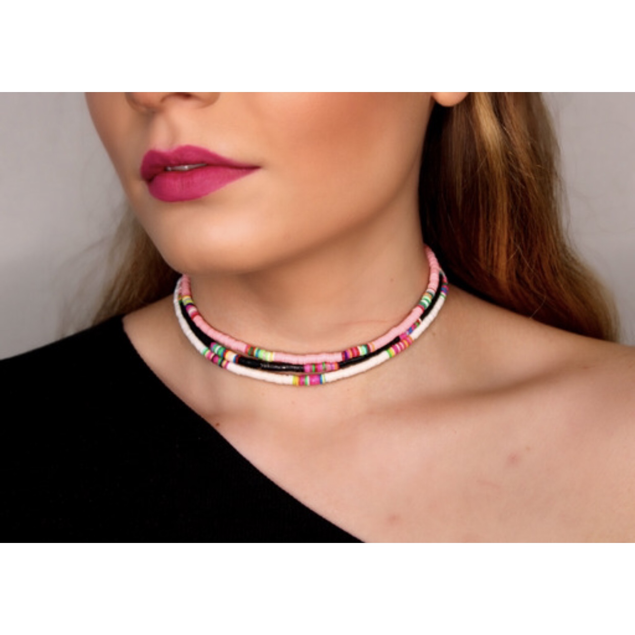 Set de Tres Collares en Chapa de Oro 14k con Pukas - Mancini Joyas