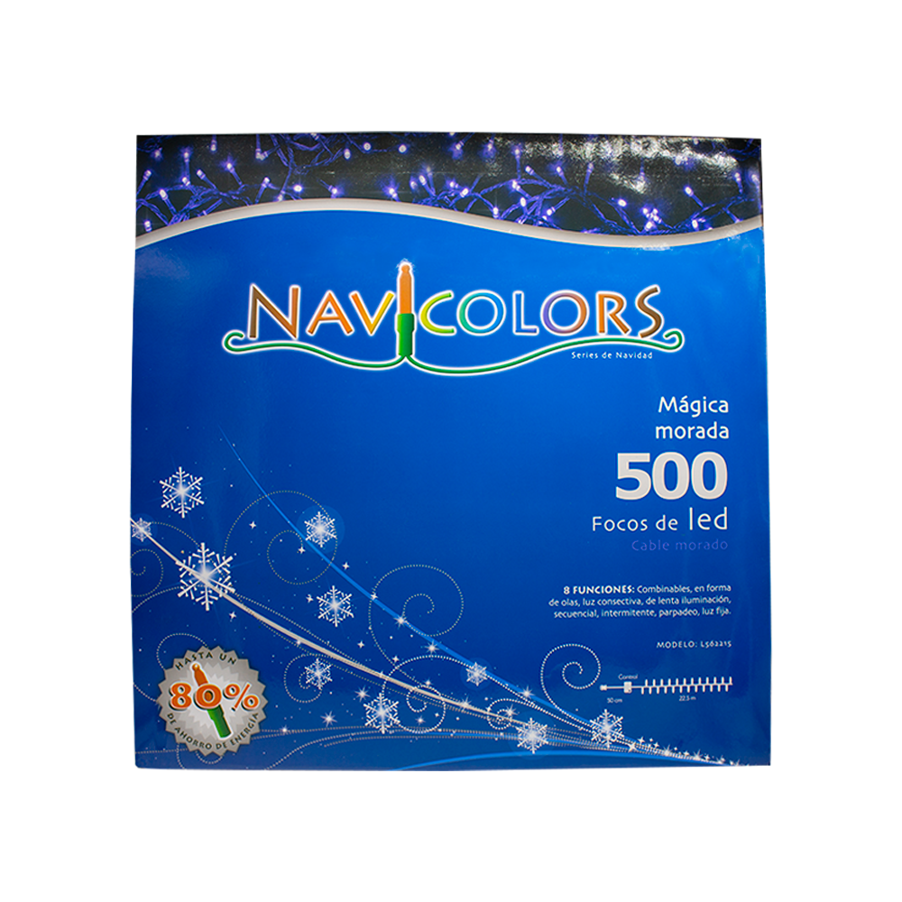 Serie Navideña 500 Led Luz Morada 8 Funciones 22 Metros Paquete De 3