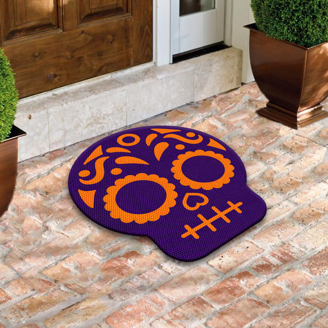 TAPETE DECORATIVO ELITEMAT HALLOWEEN DISEÑO CALAVERITA PURPLE 2 DE 0.52X0.60 MTS