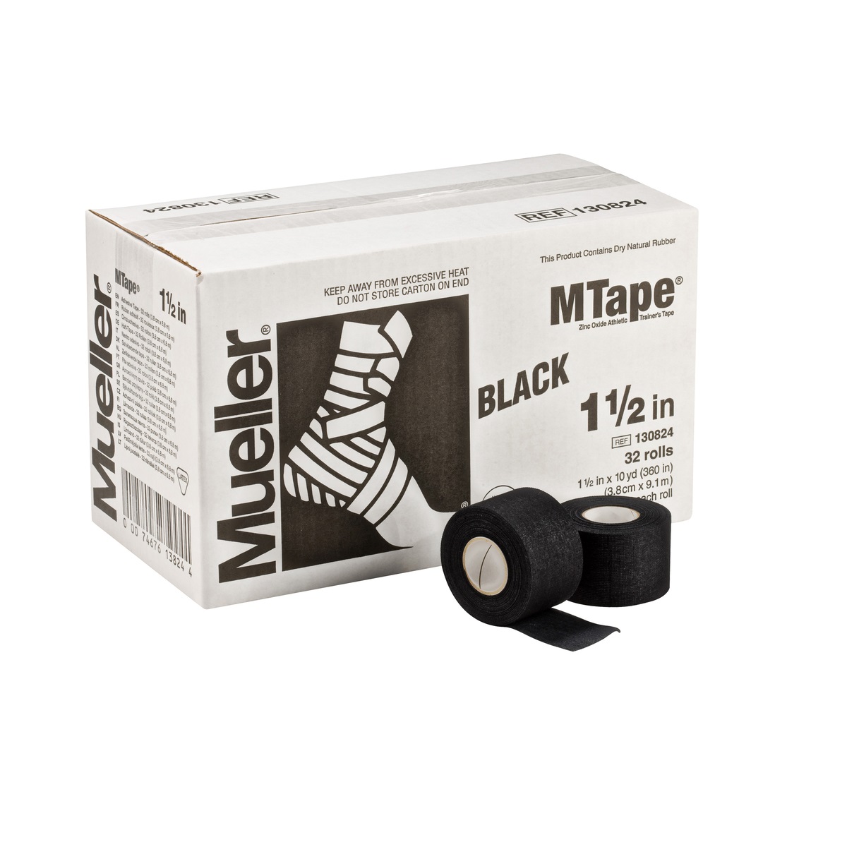 Caja de Cinta de Tela Adhesiva Negro 32 Rollos Mueller Mtape