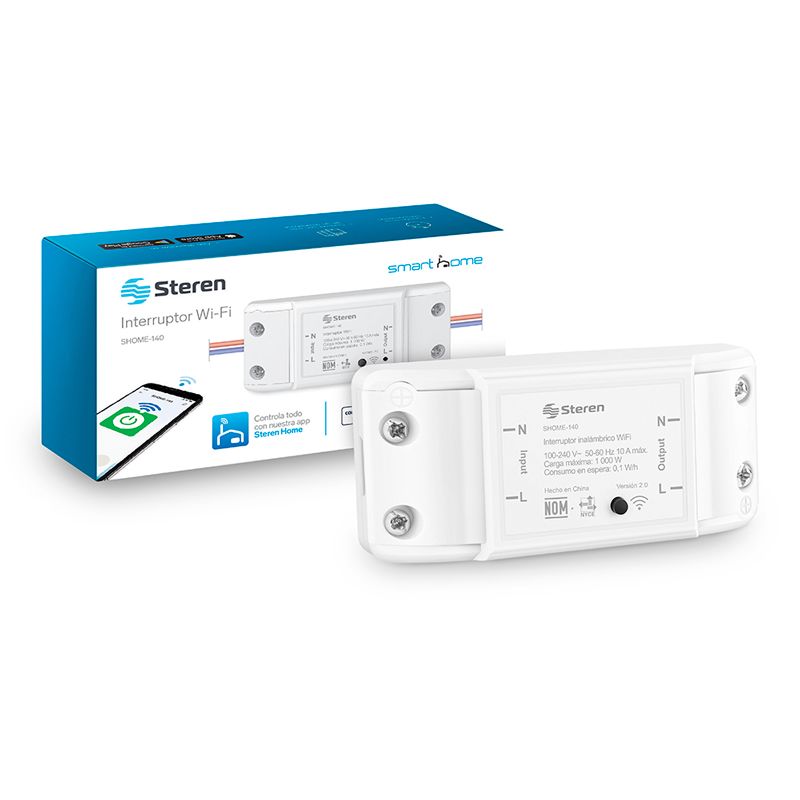 Interruptor On/Of Wi-Fi Steren SHOME-140 Emptrable a la Pared Compatible vía Wi-Fi