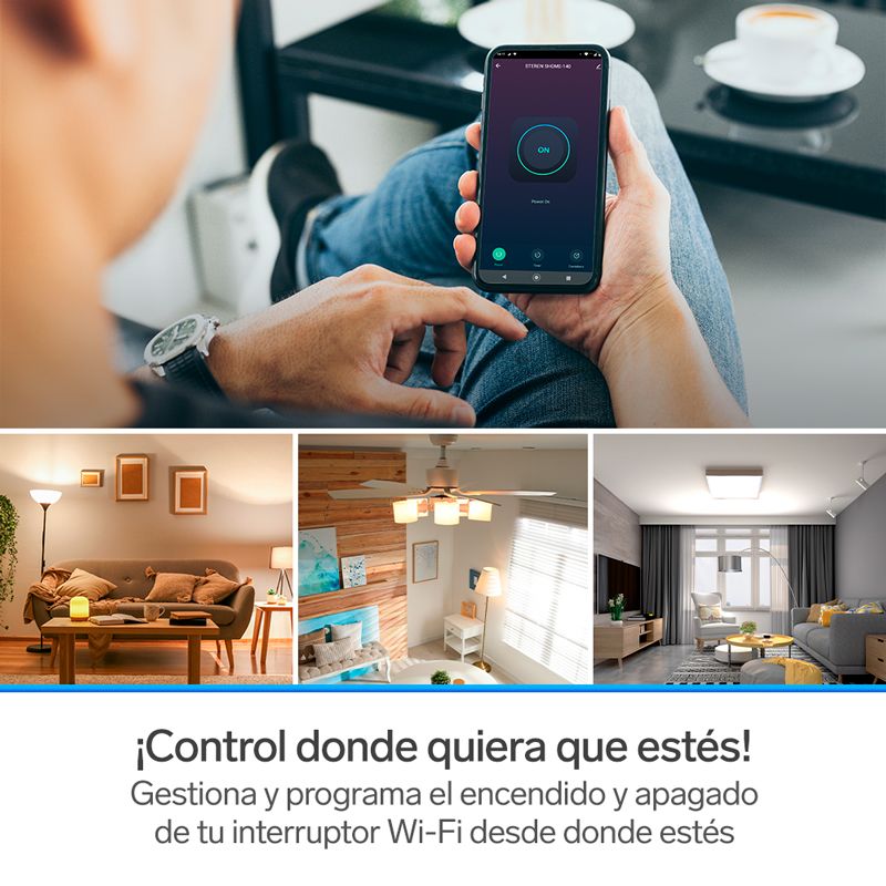 Interruptor On/Of Wi-Fi Steren SHOME-140 Emptrable a la Pared Compatible vía Wi-Fi