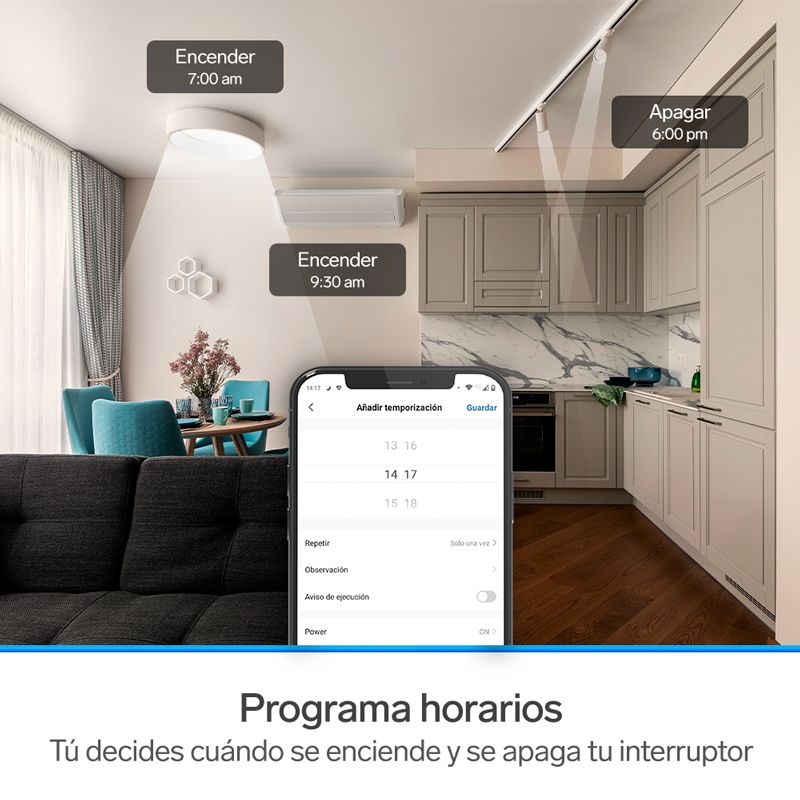 Interruptor On/Of Wi-Fi Steren SHOME-140 Emptrable a la Pared Compatible vía Wi-Fi