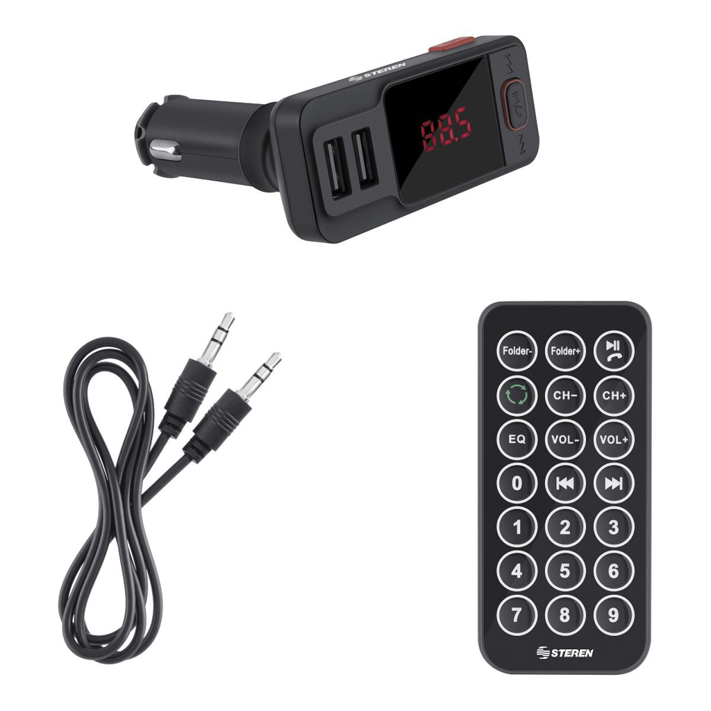 Transmisor FM Bluetooth* con cargador USB y reproductor MP3