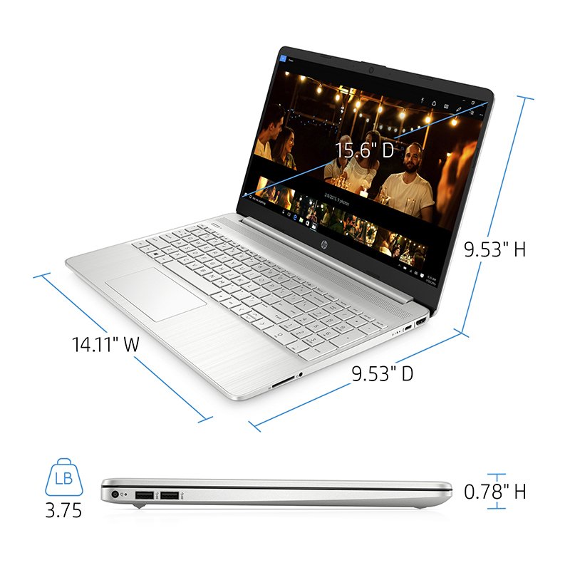 Laptop Hp 15.6 Disco Sólido 128gb Ryzen 3, 4gb Ram Silver + Bocina + Mouse + Memoria