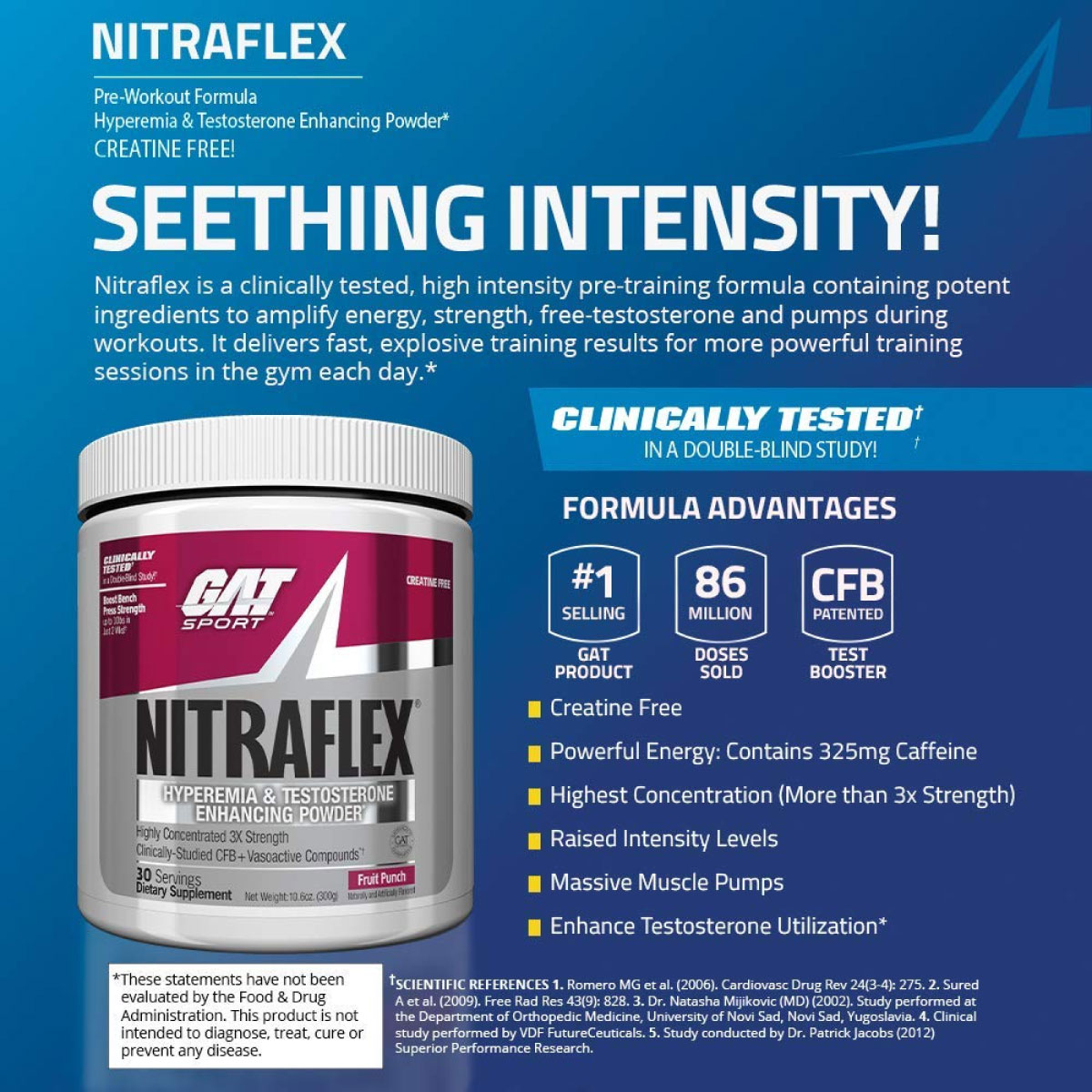 Pre-Entreno Gat Sport Nitraflex 300g 30 Serv.- Manzana Verde