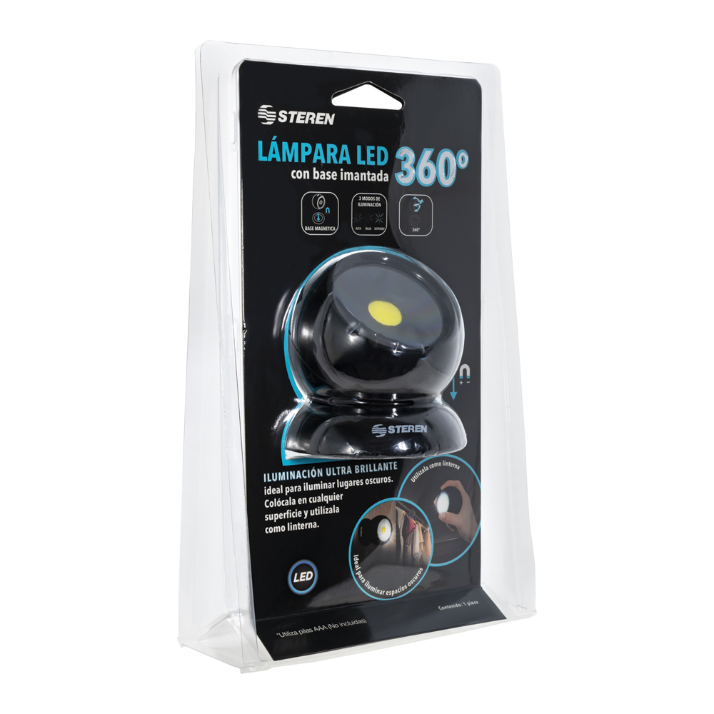 Mini Lámpara de LED Esférica con Base Magnética Steren LAM-263 con 3 Niveles