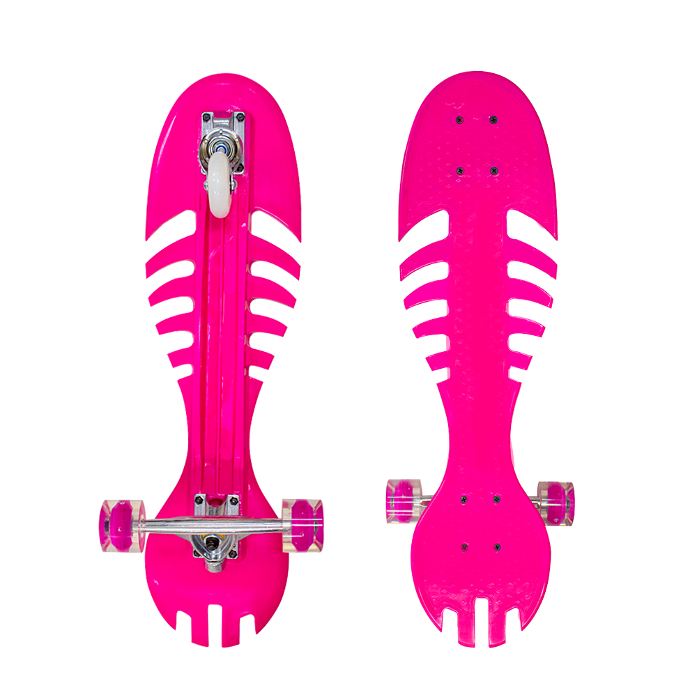 Patineta Skate Waveboard Rosa Poliuretano Alta Resistencia Llanta Gel Flash Led.