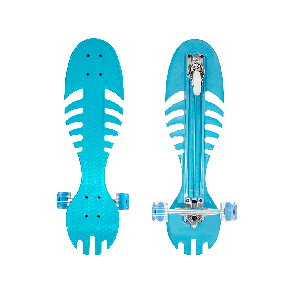 Patineta Skate Waveboard Azul Poliuretano Alta Resistencia Llanta Gel Flash Led.