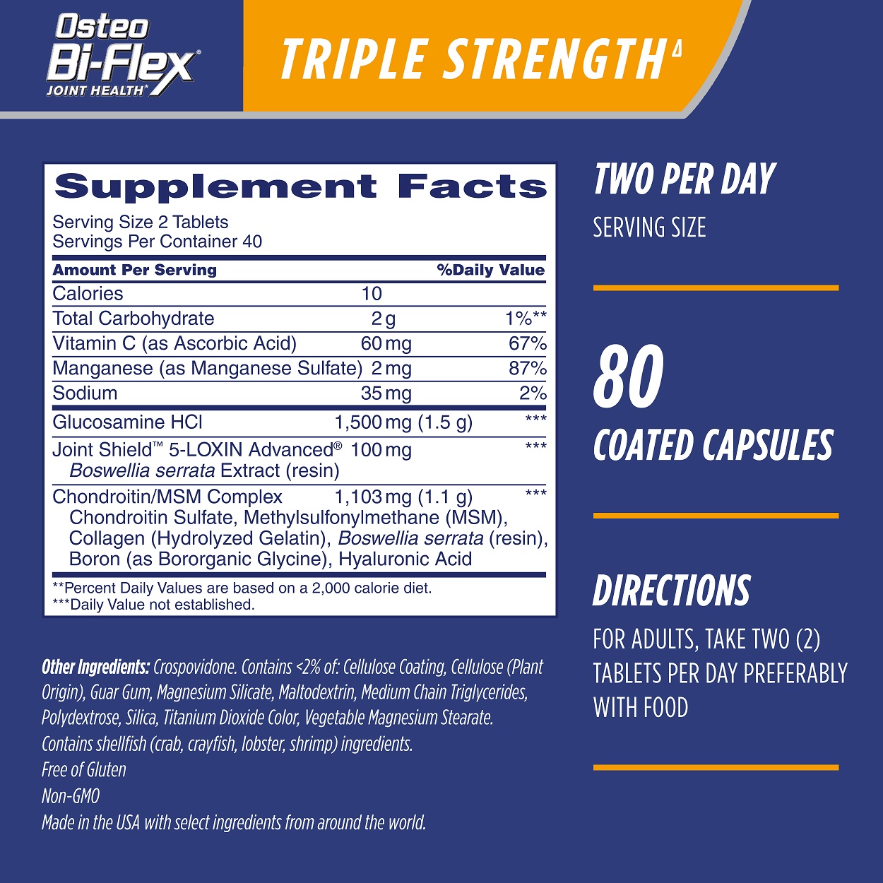 OSTEO BI-FLEX TRIPLE STRENGTH COYUNTURAS 80 PASTILLAS