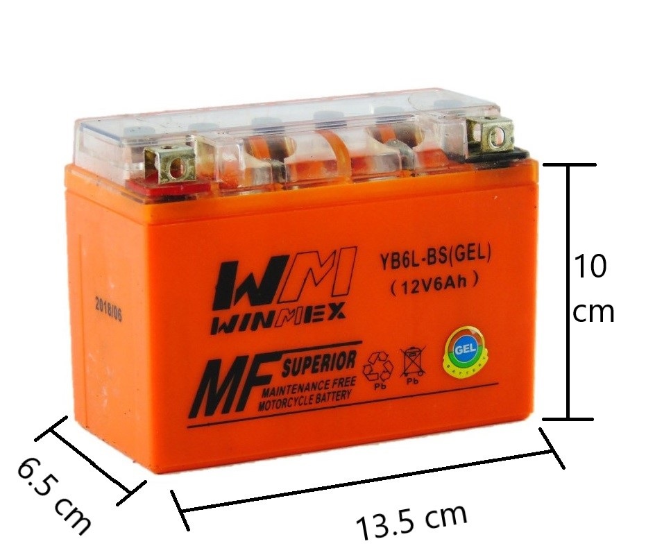 Batería De Gel Yb6l-bs Winmex Italika Ft125