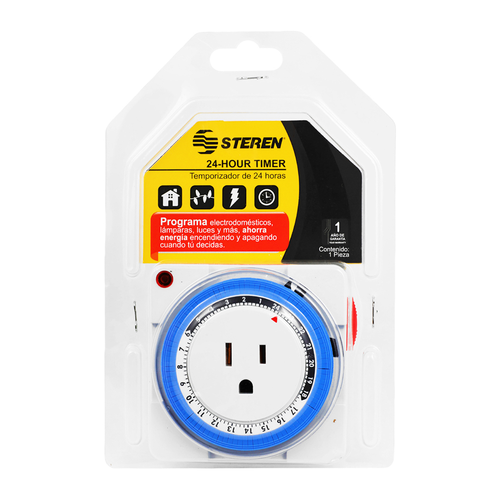 Temporizador 24 Hrs Repetición de Encendidos o Apagados Steren TEMP-24H/MINI