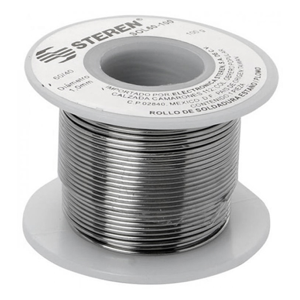 Rollo de 100 gramos de soldadura con aleación estaño/plomo (60/40) Steren SOL60-100