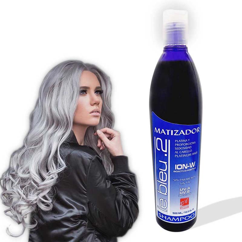 Shampoo Matizador Morado Le Bleu sin Sales ni Parabenos, Platina y da Brillo 500ml.