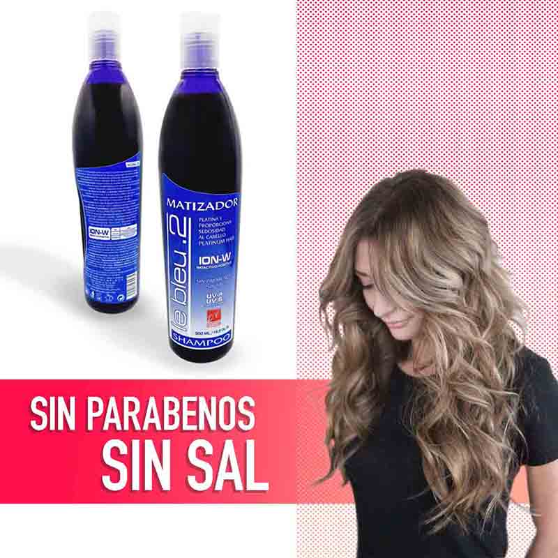 Shampoo Matizador Morado Le Bleu sin Sales ni Parabenos, Platina y da Brillo 500ml.