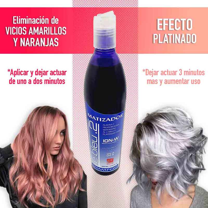 Shampoo Matizador Morado Le Bleu sin Sales ni Parabenos, Platina y da Brillo 500ml.