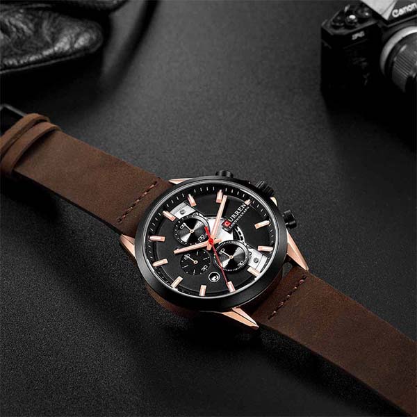 Reloj para Hombre, Análogo, Fechador, Moderno, Ejecutivo, Cuarzo, Correa de Polipiel, Ajustable, Cro 