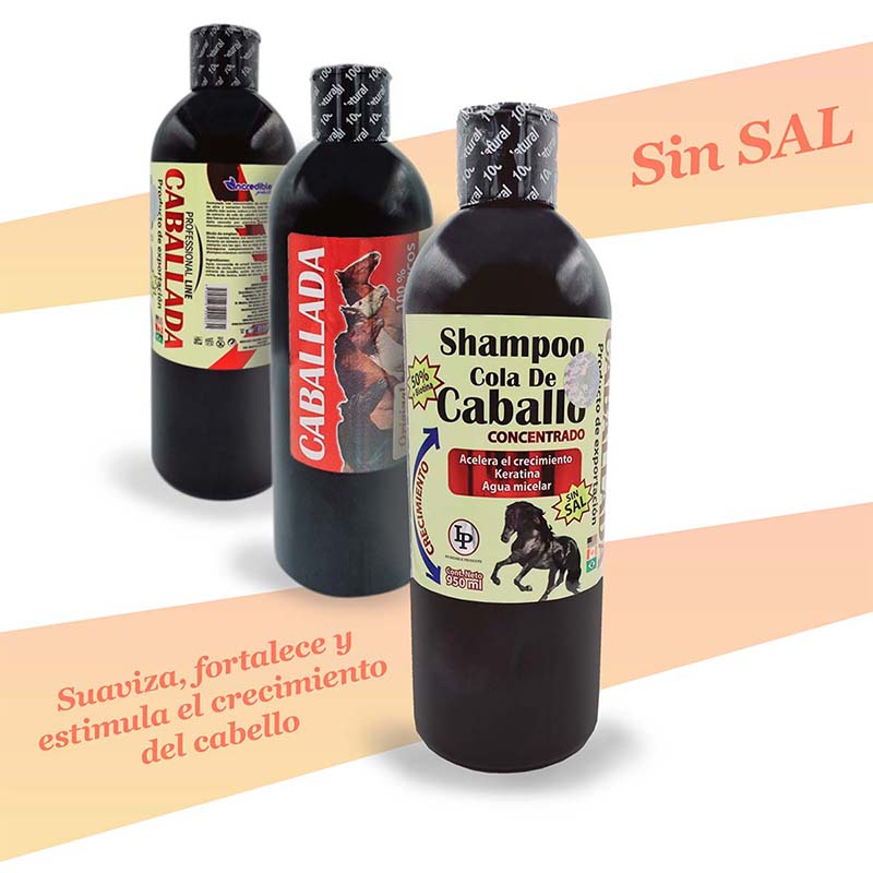Shampoo Cola De Caballo Sin Sal + Keratina + Biotina Caballada para Fortalecimiento del Cabello 950ml