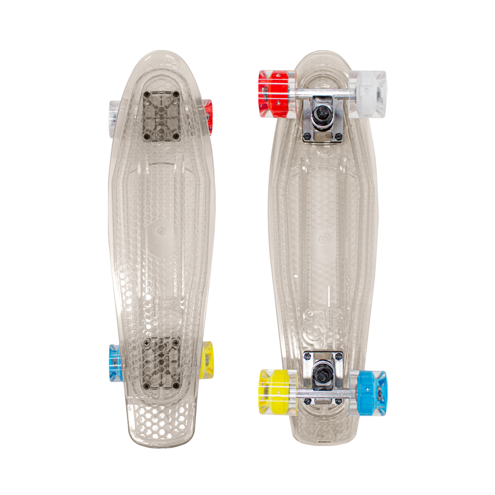 Patineta Skate Cruiser Mini Transparente Llanta Gel Flash Luz Led