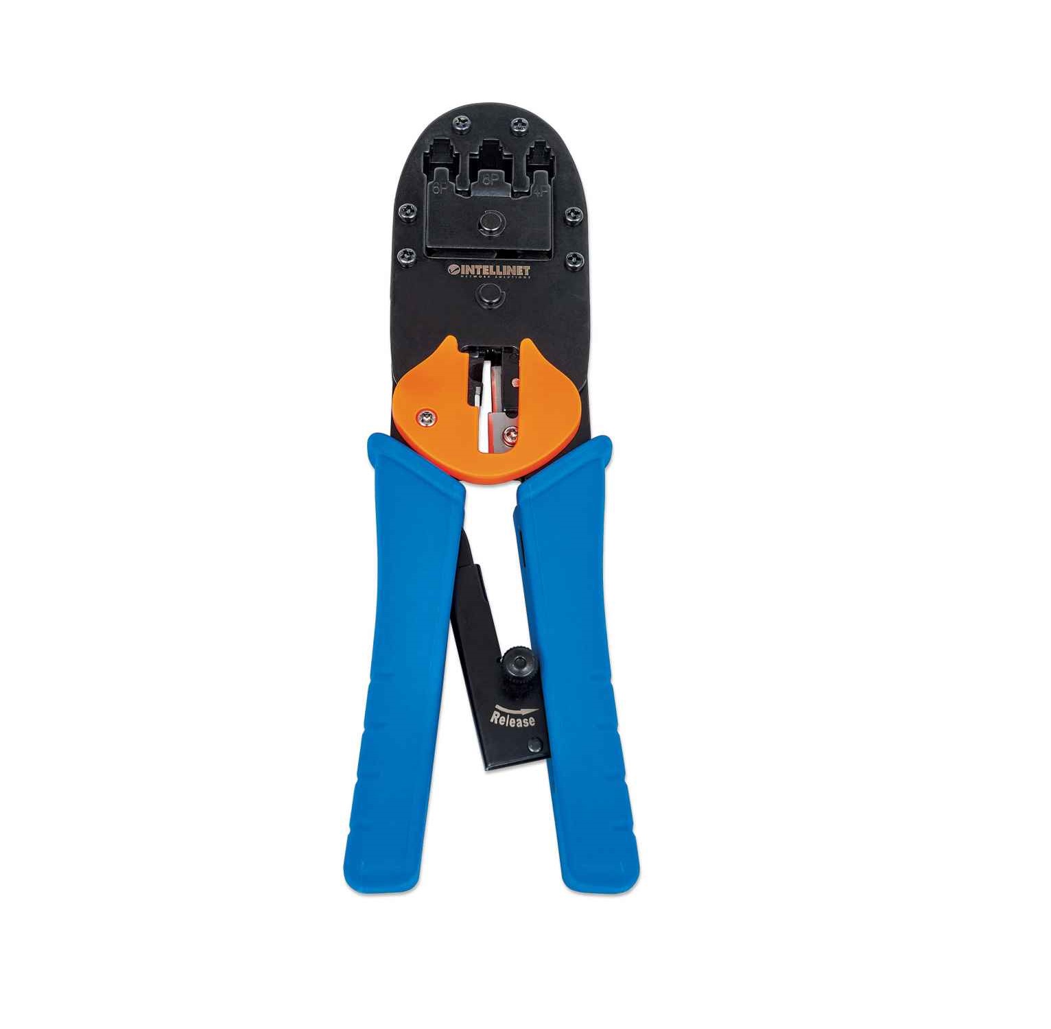  Pinza Crimpeadora Intellinet Para Plugs Rj11 / Rj12 / Rj45 Con Trinquete Mod. 211048