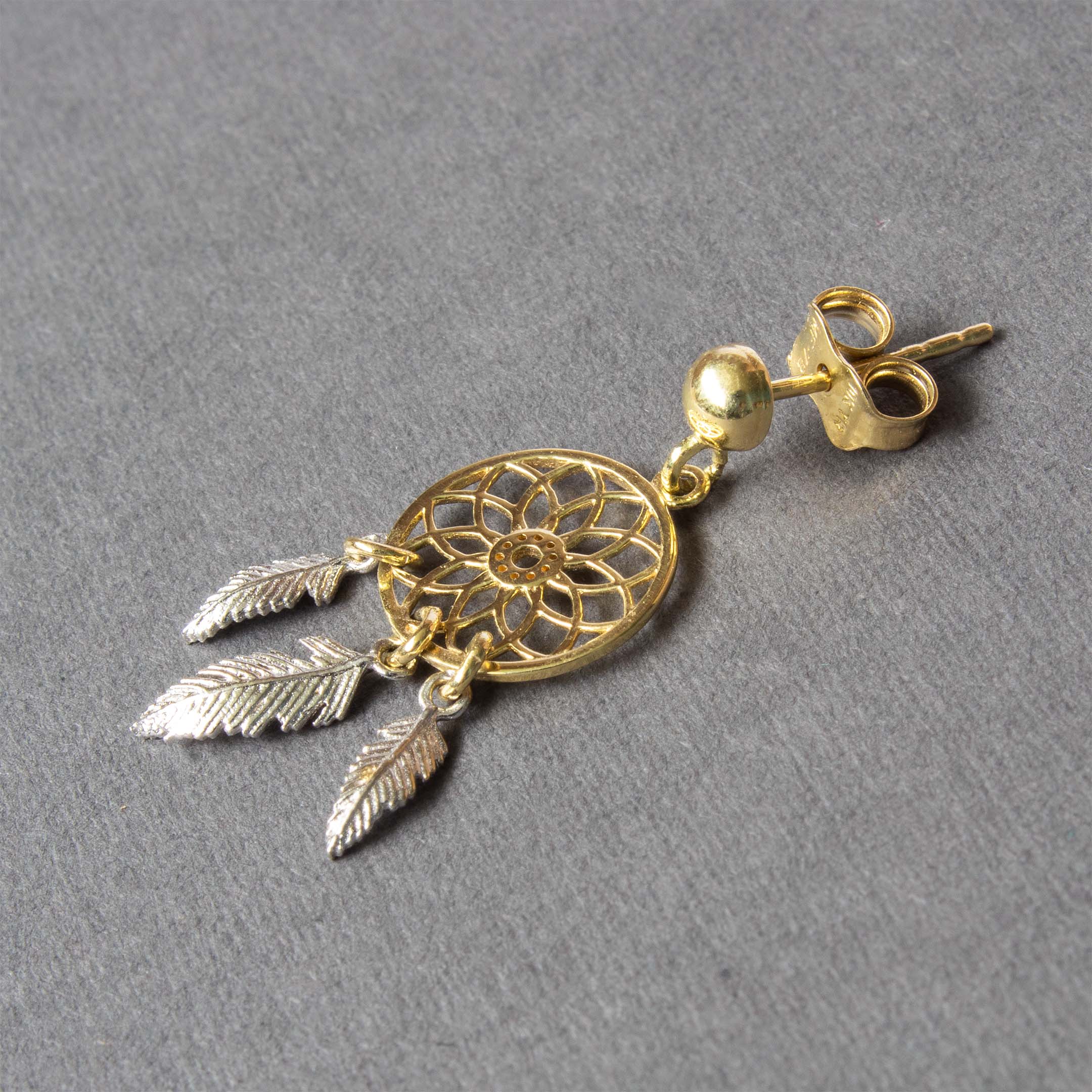 Aretes Atrapasueños Oro Italiano 10 Kilates.