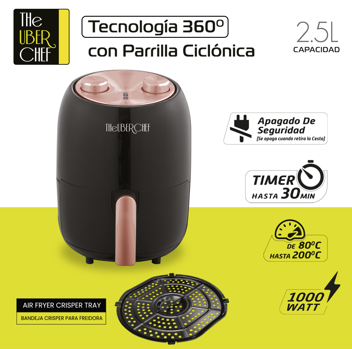 Freidora De Aire Electrica 2.5 Litros Airfryer - Theuberchef