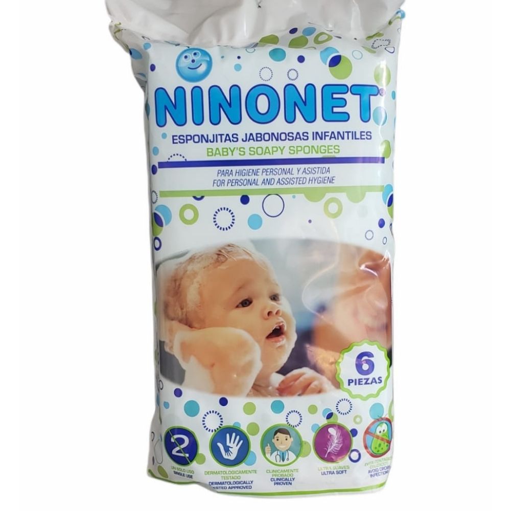 Ninonet 6pz  Esponjas Jabonosas Para Bebe Ducha En Seco