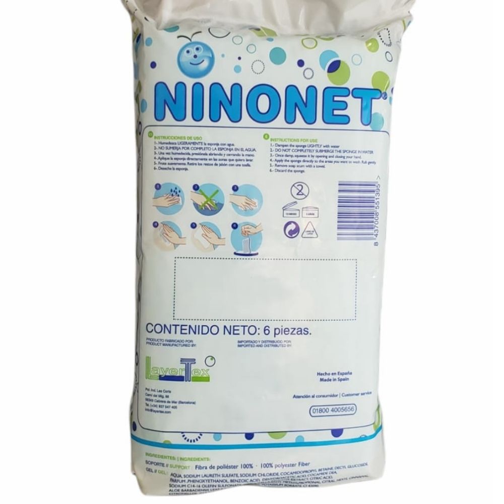 Ninonet 6pz  Esponjas Jabonosas Para Bebe Ducha En Seco