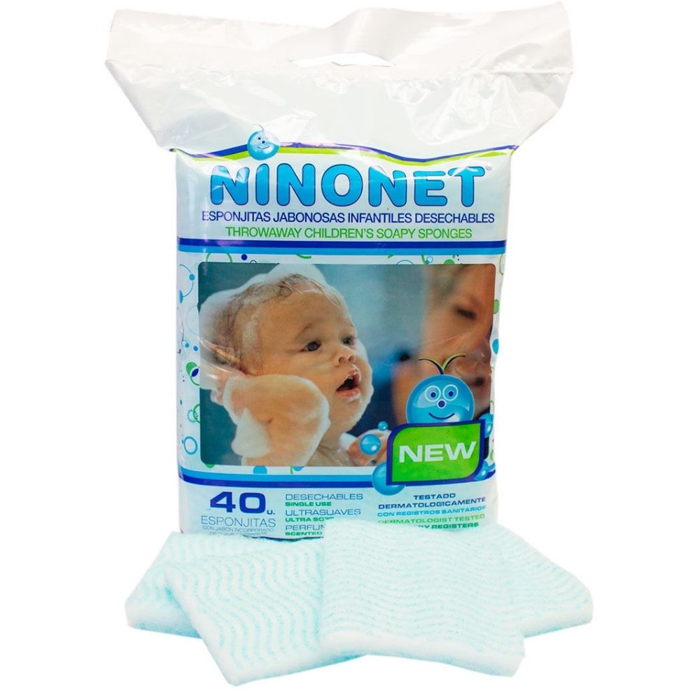 Ninonet 40pz  Esponjas Jabonosas Para Duchar Bebes En Seco
