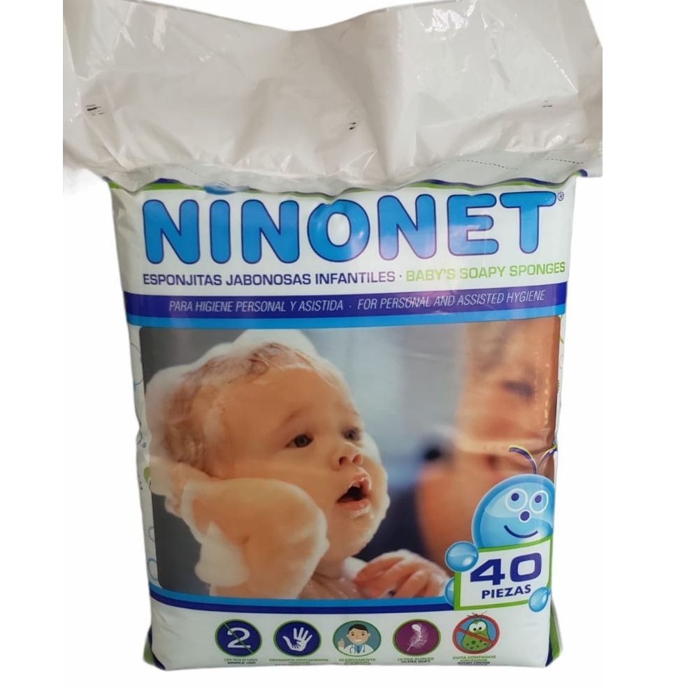 Ninonet 40pz  Esponjas Jabonosas Para Duchar Bebes En Seco
