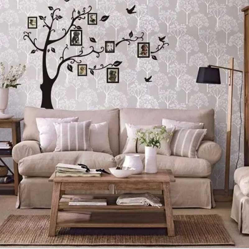  Vinilo adhesivo para pared con diseño de árbol blanco y pájaros  : Herramientas y Mejoras del Hogar