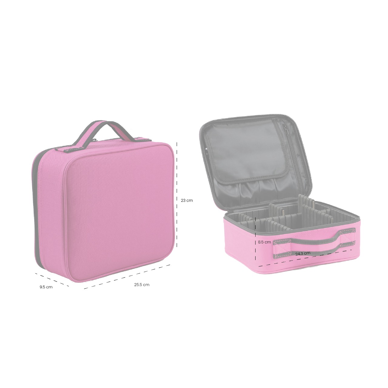 Maletín Maquillaje Cosmetiquera Con Separaciones Ajustables Rosa VANLIG