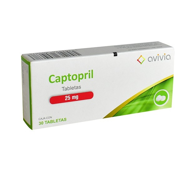 Captopril 25mg -- 30 tabletas