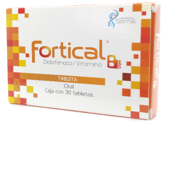 Fortical B  Diclofenaco 50mg /Vitamina B1, B6, B12. -- 30 tabletas