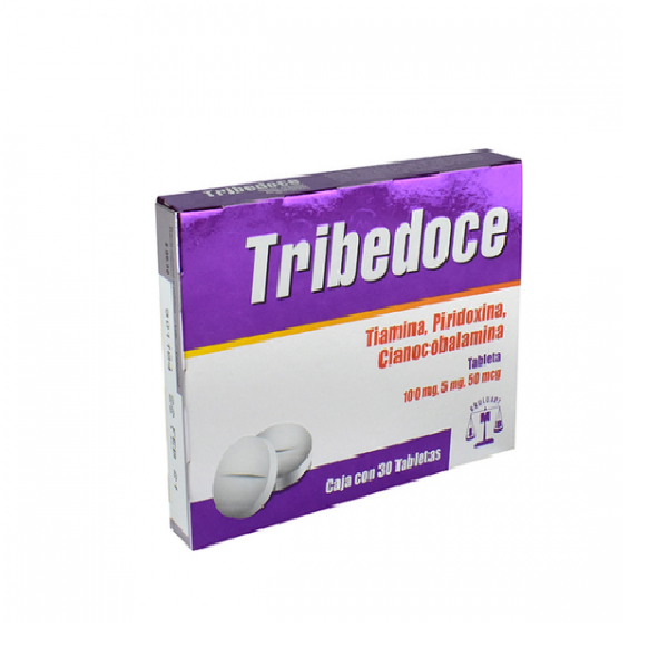 Tribedoce Complejo B -- Tiamina,Piridoxina, Cianocobalamina -- 30 Tabletas