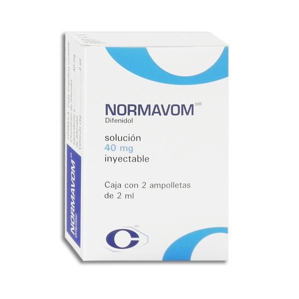 Normavom Difenidol 40 mg -- 2 Ampolletas de 2ml