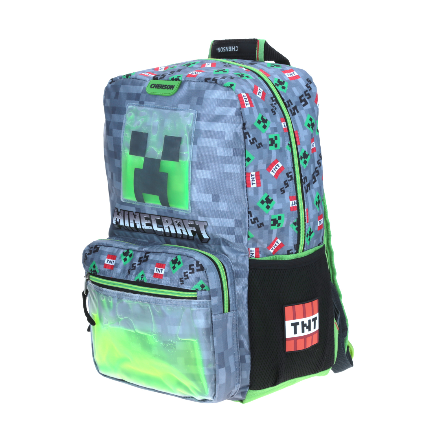 Mochila Grande Escolar Chenson Creeper Slime Minecraft MC65507-2