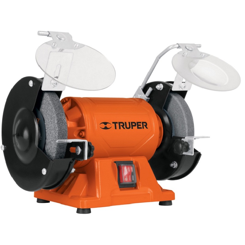 Esmeril de Banco Truper de 1/4 Hp 185W EBA-5 para afilar Pulir Limpiar Rebajar 2 ruedas Abrasivas motor con Bobinas de Cobre