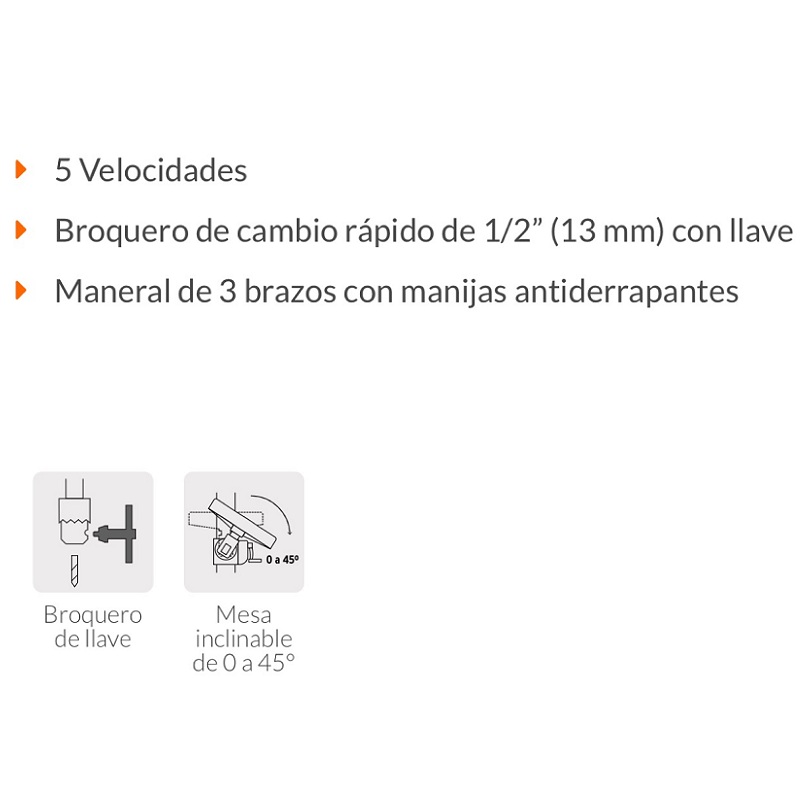 Taladro de Banco de 1/2 x 8" Truper TAPI-8 de 1/3 HP de 250W Uso en Talleres Perfora Metales Acero Madera Plásticos
