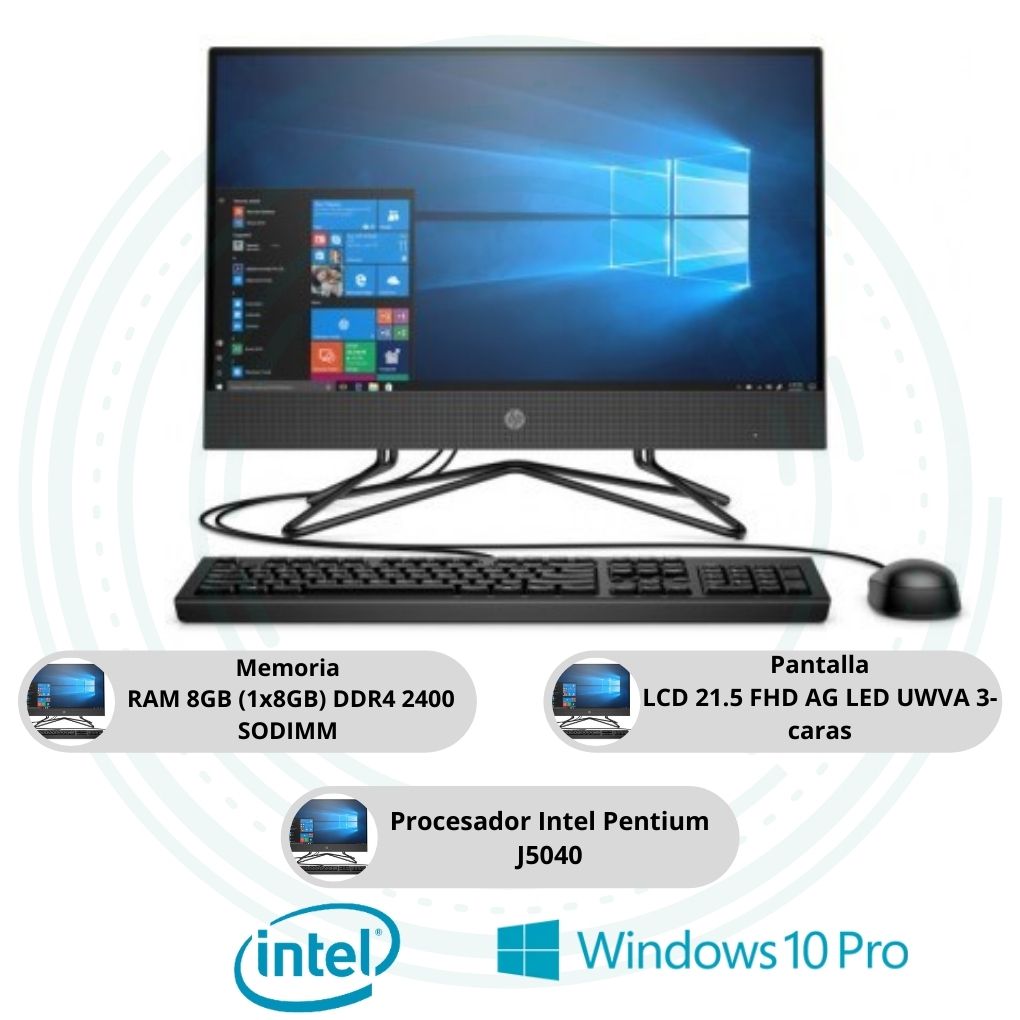 All In One Hp 200 G4 21.5 Intel Pentium J5040 8 Disco Duro 1TB Ram 8GB Windows 10 Home