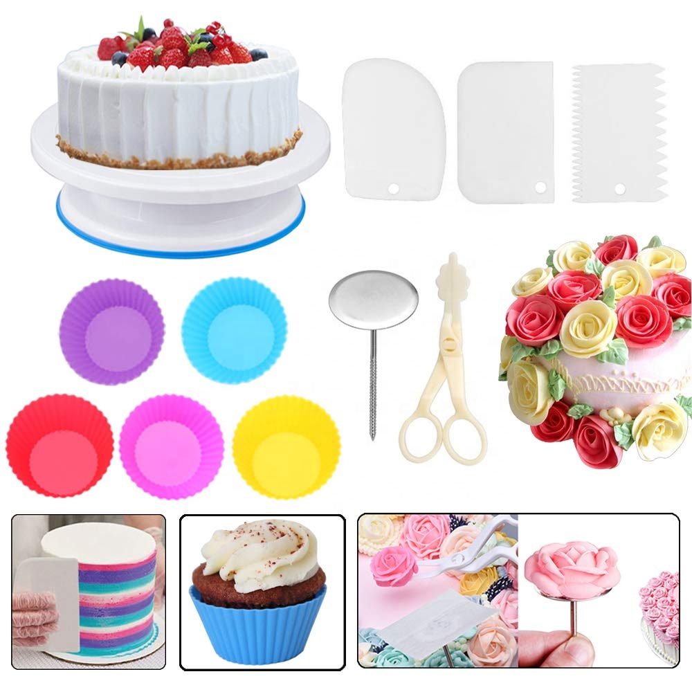 Kit 107 piezas para Decoración de Pasteles con Base Giratoria y Duyas Rusas