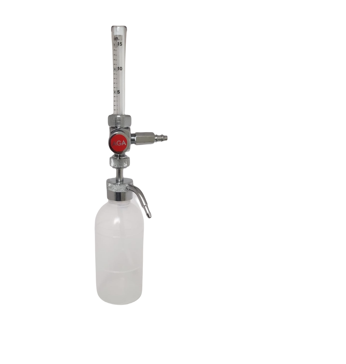 Flujometro de oxigeno sencillo de 0 - 15 lpm, conexión Puritan, con humedecedor reusable