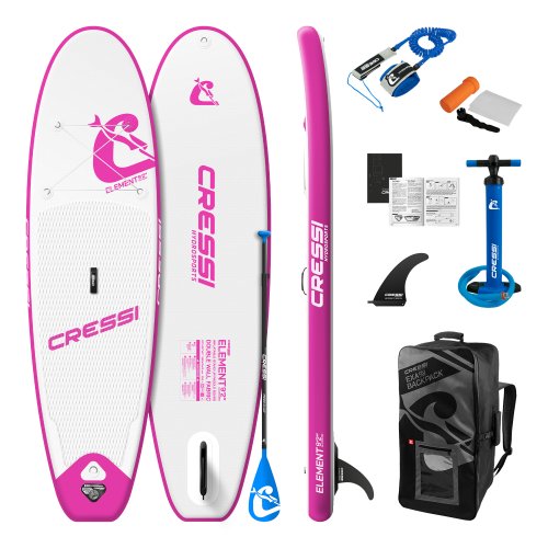 Tabla Paddle Board Inflable CRESSI para Surf Mod. All Roun ISUP 9'2'' Color Blanco/Rosa