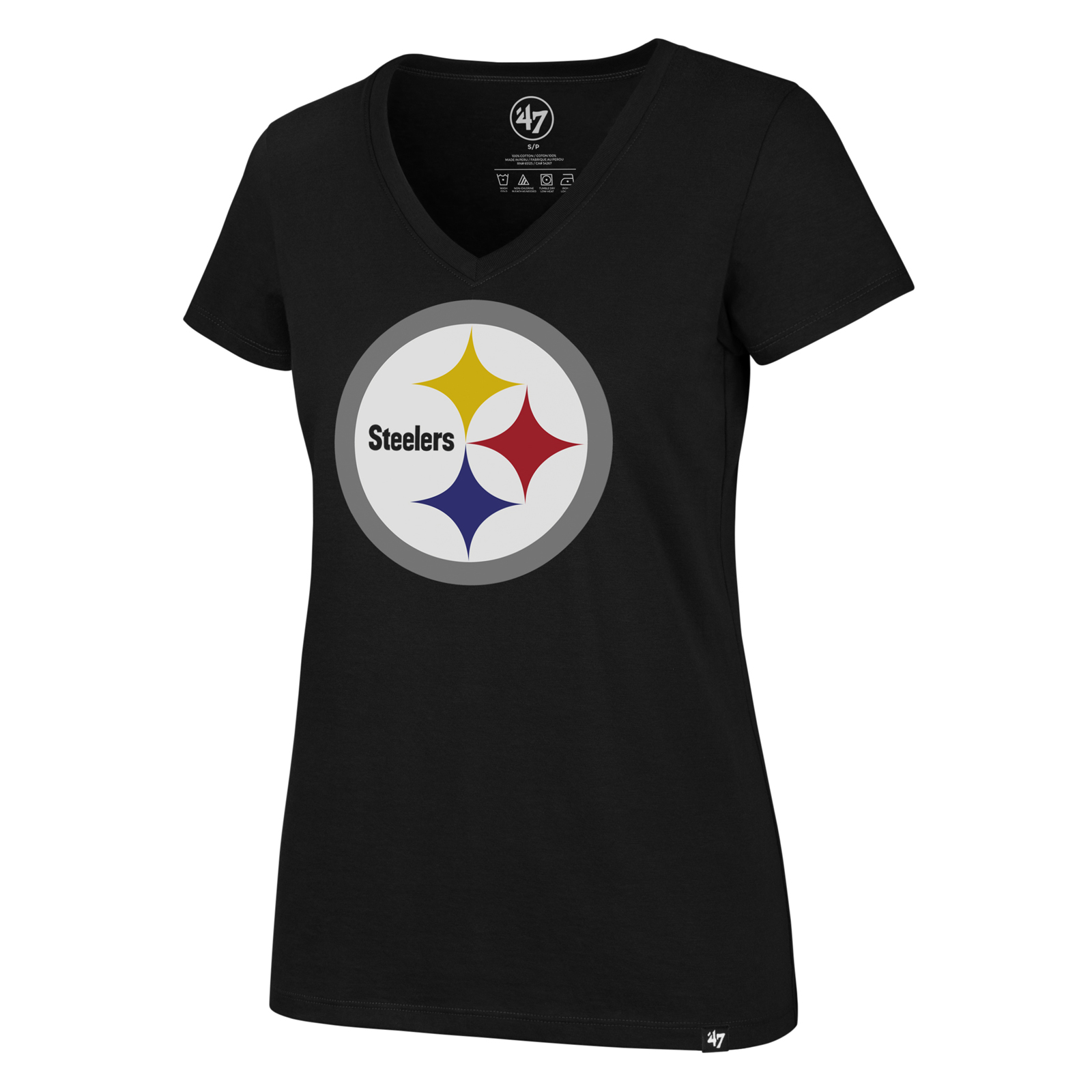 Playera 47 Brand Hombre Jet Black Pittsburgh Steelers Imprint Ultra Rvl Vneck T Wmn F25TWIURV438757JK