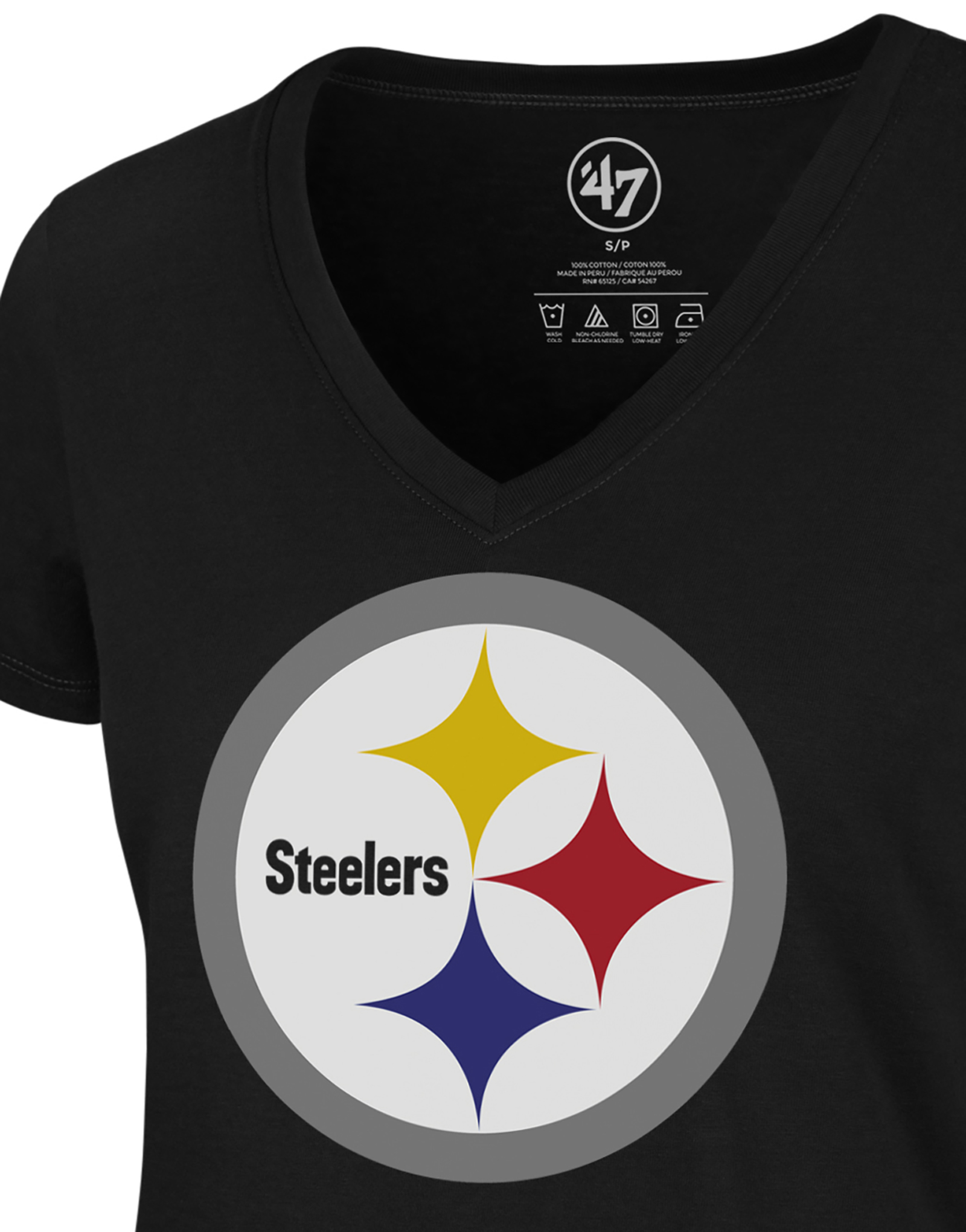 Playera 47 Brand Hombre Jet Black Pittsburgh Steelers Imprint Ultra Rvl Vneck T Wmn F25TWIURV438757JK