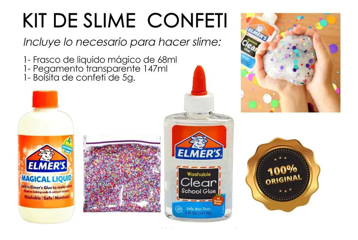 Slime kit para hacer Elmers Confetti Completo Original Elmers