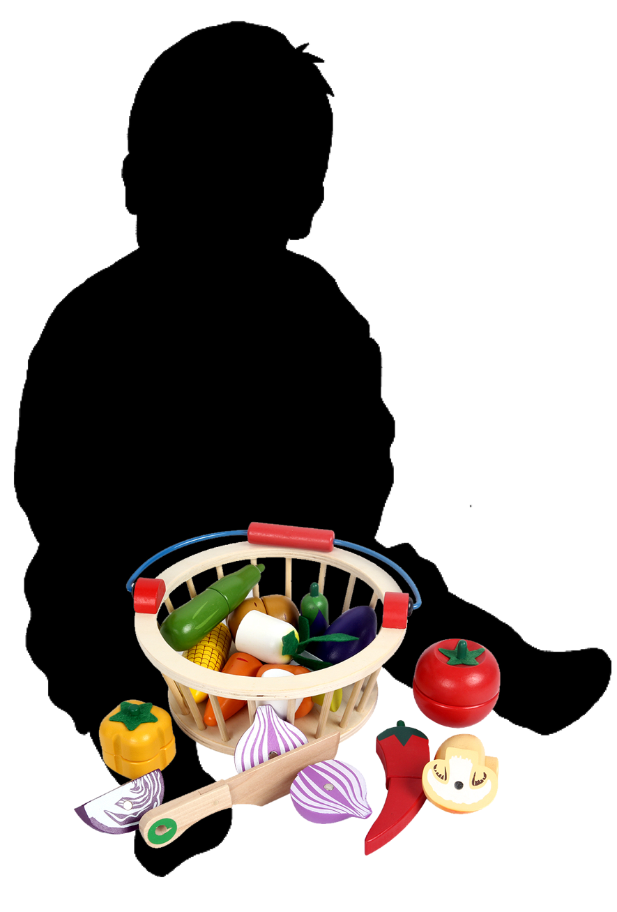 Canasta de verduras de madera para cortar en varias piezas con imán